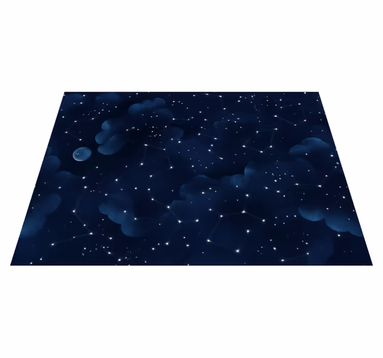 Tappeto vinile camera da letto cielo blu navy con stelle - TenStickers