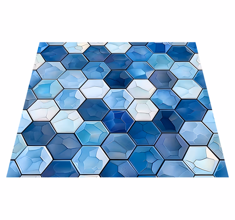 Tappeto vinile ufficio effetto piastrelle blu - TenStickers