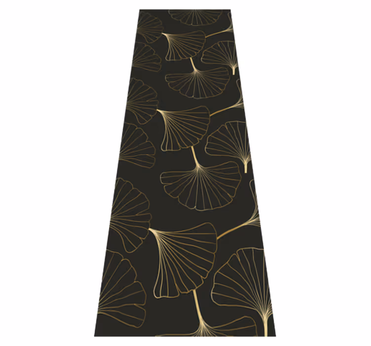 Tappeto vinile ufficio foglie di ginkgo charcoal oro - TenStickers