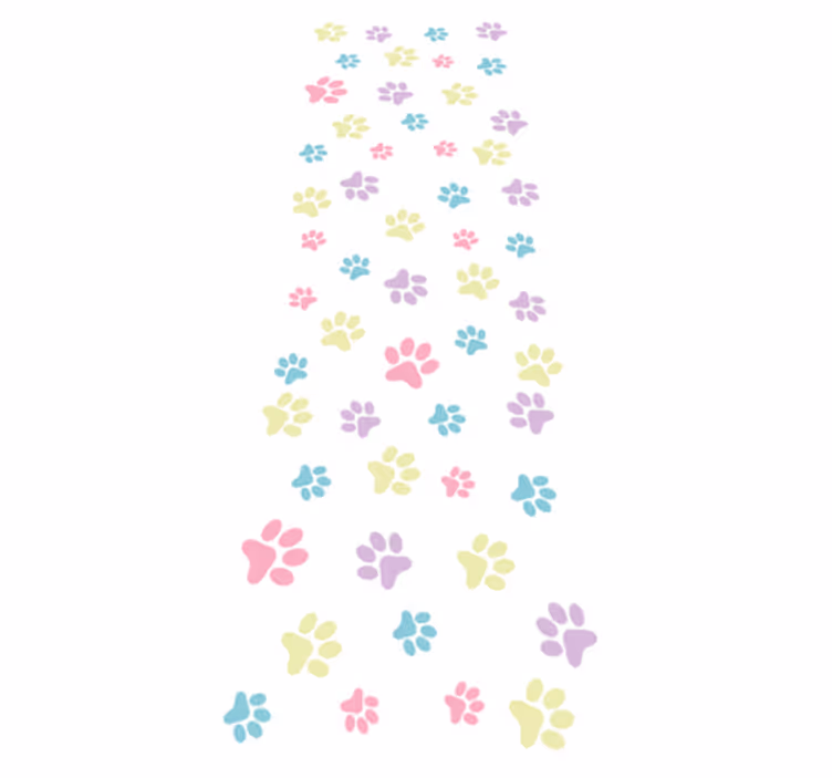 Tappeto vinile camera da letto zampe di cane colorate - TenStickers