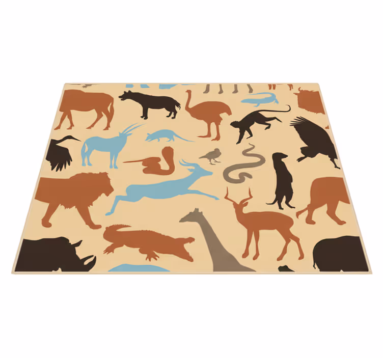 Tappeto vinile camera da letto silhouette animali safari - TenStickers