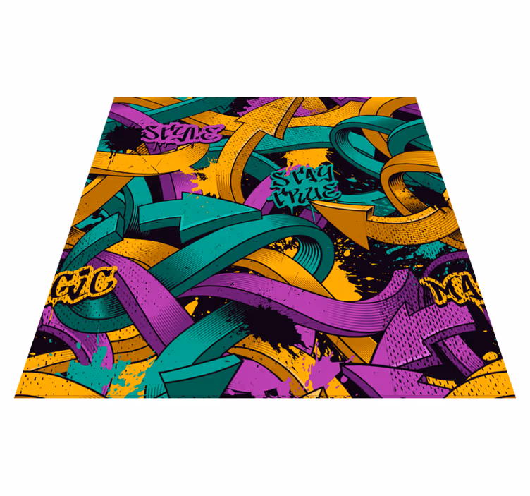 Tappeto vinile camera da letto parete graffiti realistica - TenStickers
