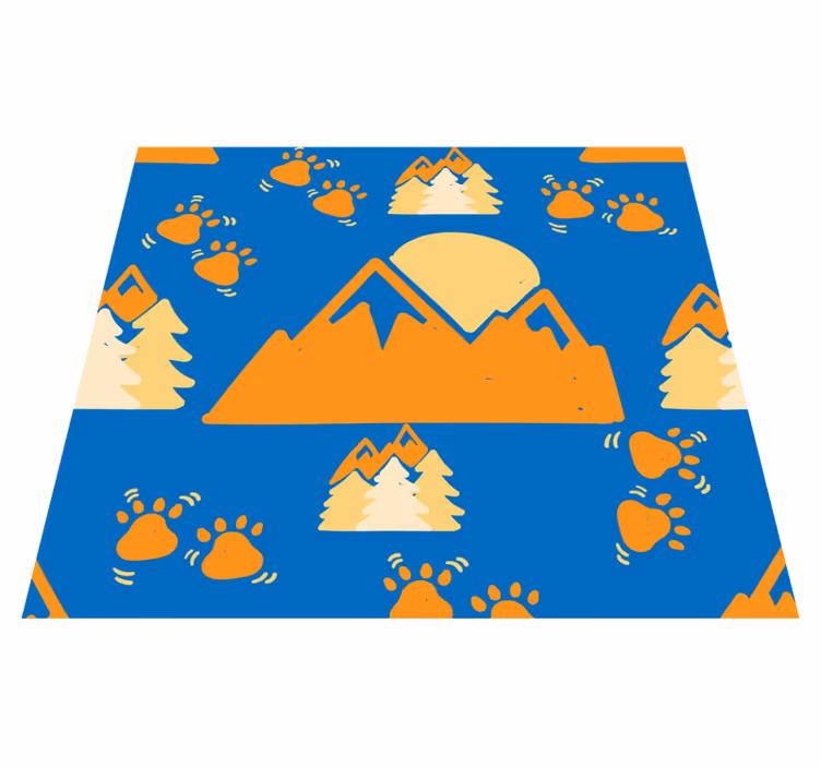 Tappeto vinile camera da letto impronte su sfondo blu scuro - TenStickers