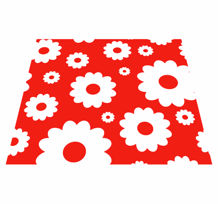 Tappeto vinile camera da letto margherite bianche su rosso - TenStickers
