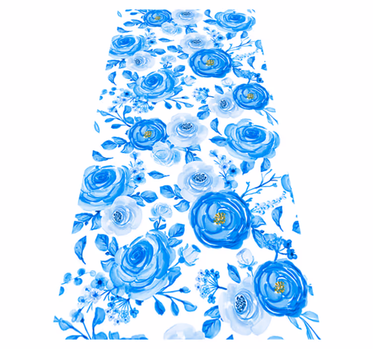 Tappeto vinile camera da letto fiori blu orologi nordici - TenStickers