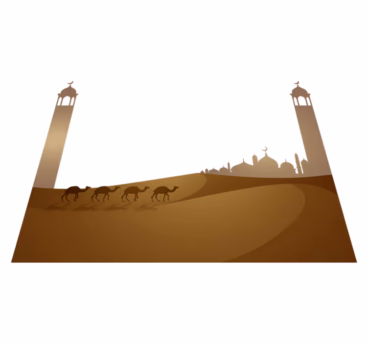Tappeto vinile camera da letto moschea e cammelli - TenStickers