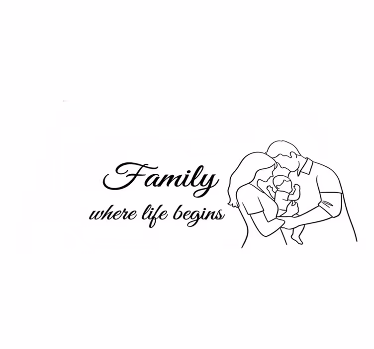 Tappeto vinile camera da letto famiglia dove inizia la vita - TenStickers