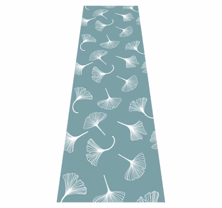 Tappeto vinile nordico motivo foglie di ginko azzurro - TenStickers
