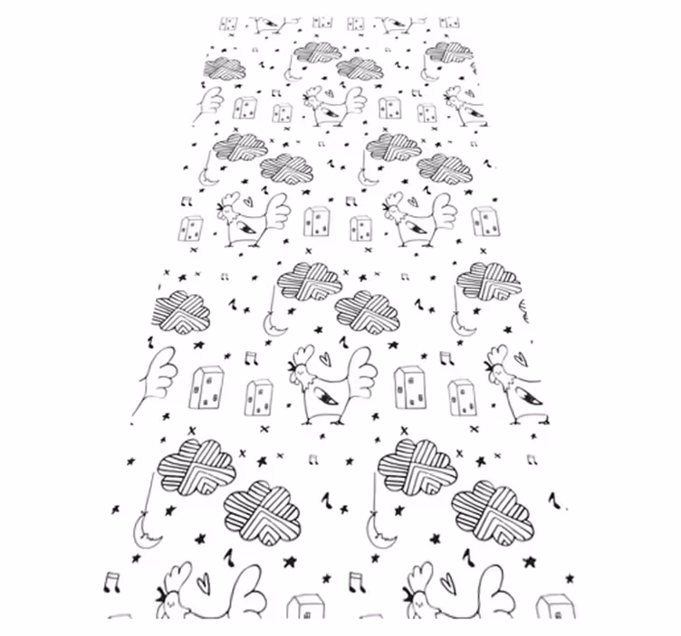 Tappeto vinile nordico galline bianche e nere - TenStickers