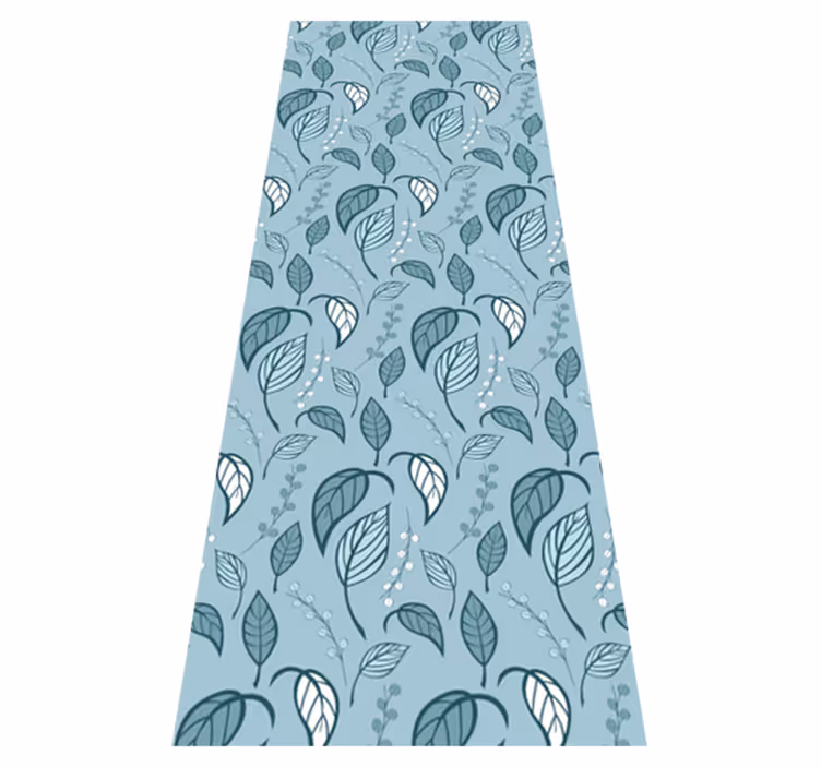 Tappeto vinile nordico motivo foglia blu - TenStickers