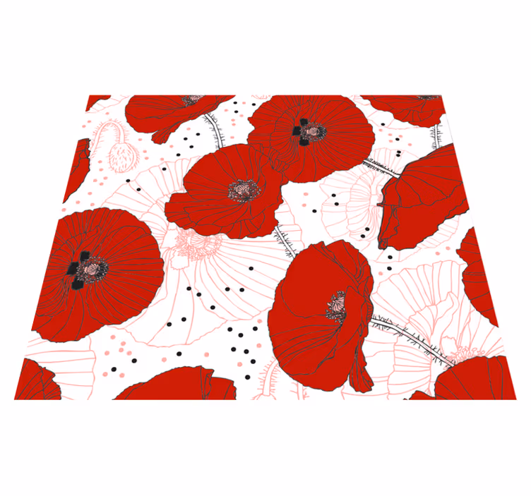 Tappeto vinile natura carta da parati fiori rossi - TenStickers