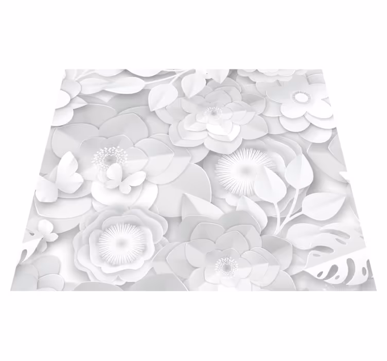 Tappeto vinile natura fiori bianchi 3d - TenStickers