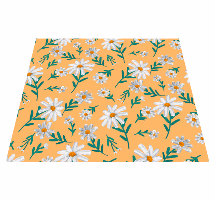 Tappeto vinile natura margherita su sfondo giallo - TenStickers