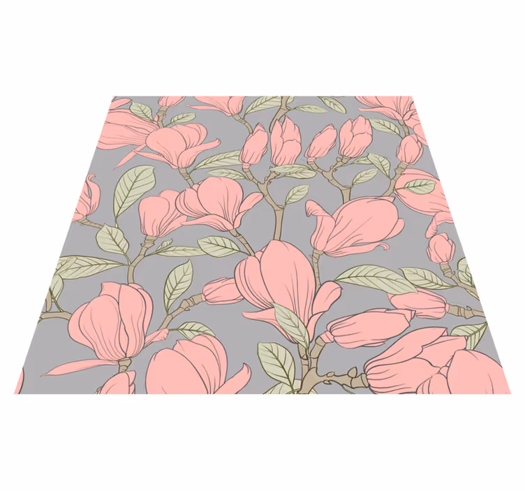 Tappeto vinile natura fiori e foglie rosa - TenStickers
