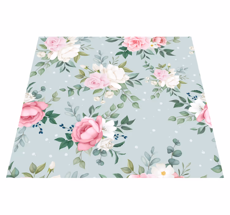 Tappeto vinile natura fiori blu e rosa - TenStickers