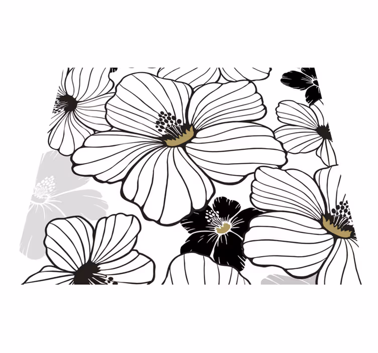 Tappeto vinile natura motivo fiore di ibisco bianco - TenStickers