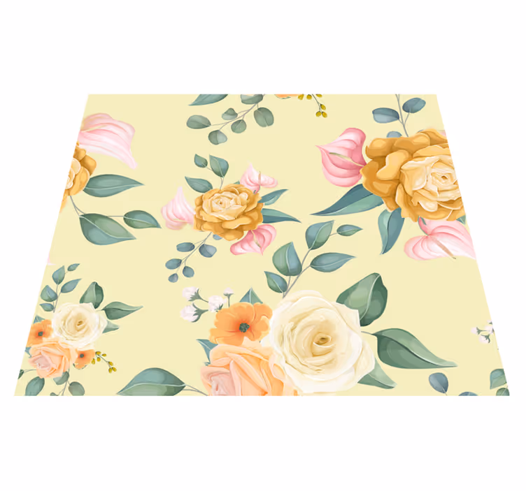 Tappeto vinile natura rose gialle stile vintage - TenStickers