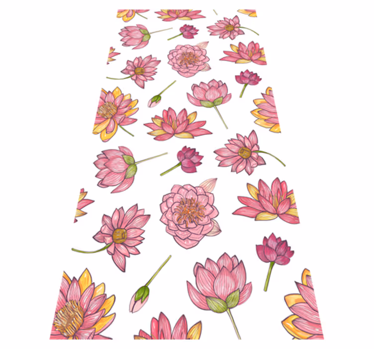 Tappeto vinile natura fiori di loto rosa - TenStickers