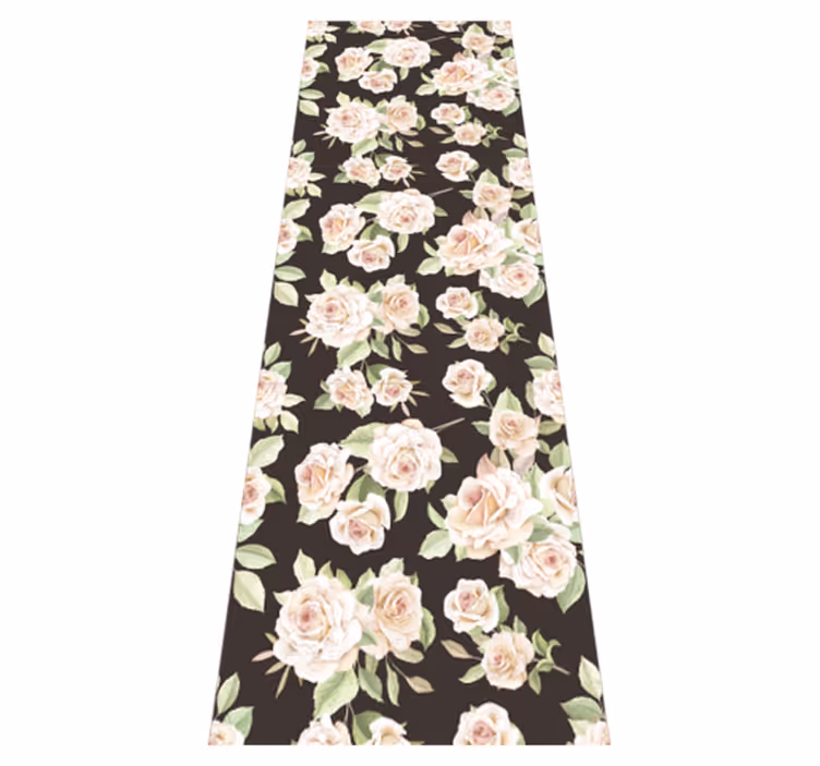 Tappeto vinile natura rosa bianca sfondo nero - TenStickers