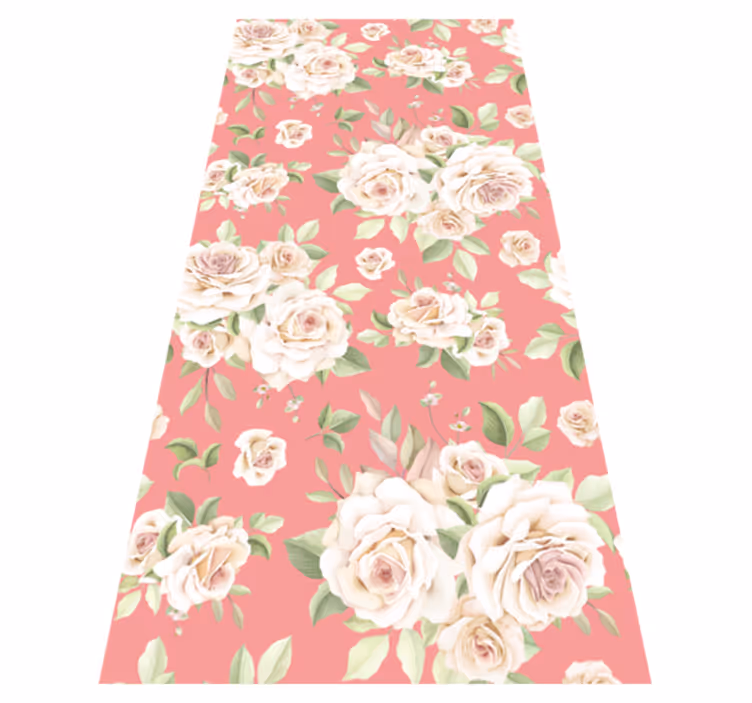 Tappeto vinile natura rose rosa vintage su sfondo bianco - TenStickers