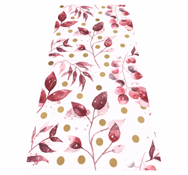 Tappeto vinile natura foglie bordeaux con puntini oro - TenStickers