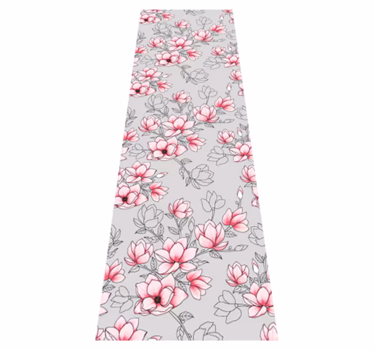 Tappeto vinile natura fiori di magnolia su sfondo argento - TenStickers