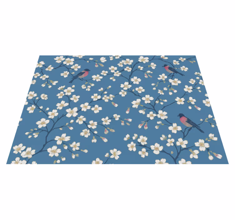 Tappeto vinile natura uccelli del giardino blu - TenStickers