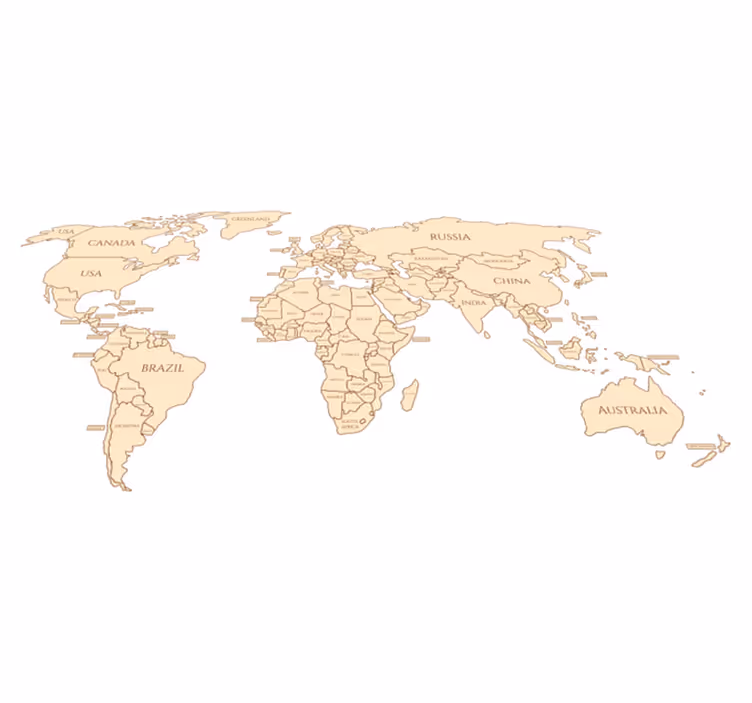 Tappeto vinile mappamondo con nomi geografici - TenStickers