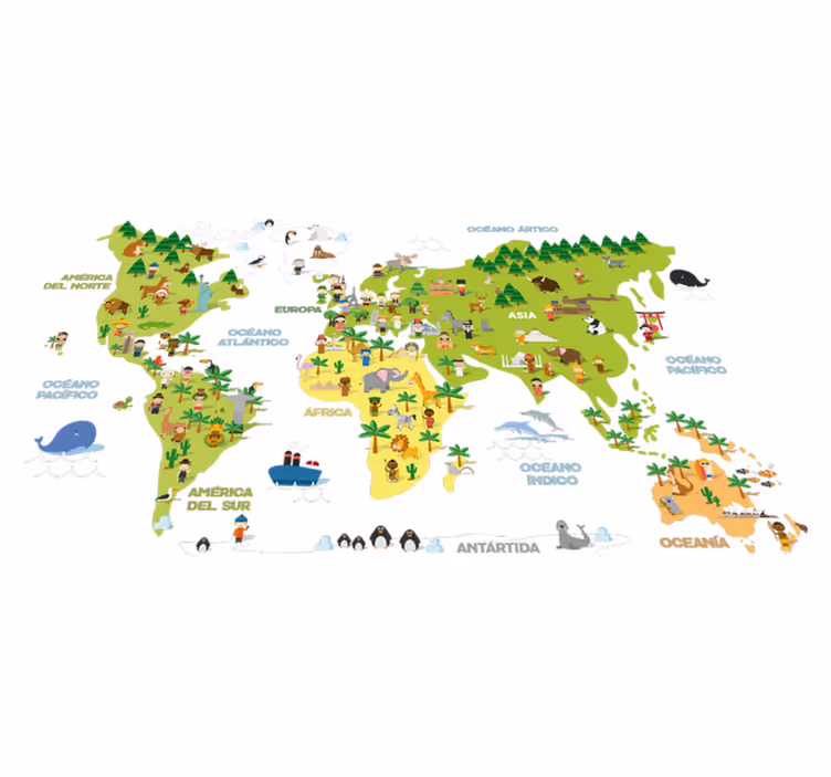 Tappeto vinile mappamondo mappamondo bambini paesi - TenStickers