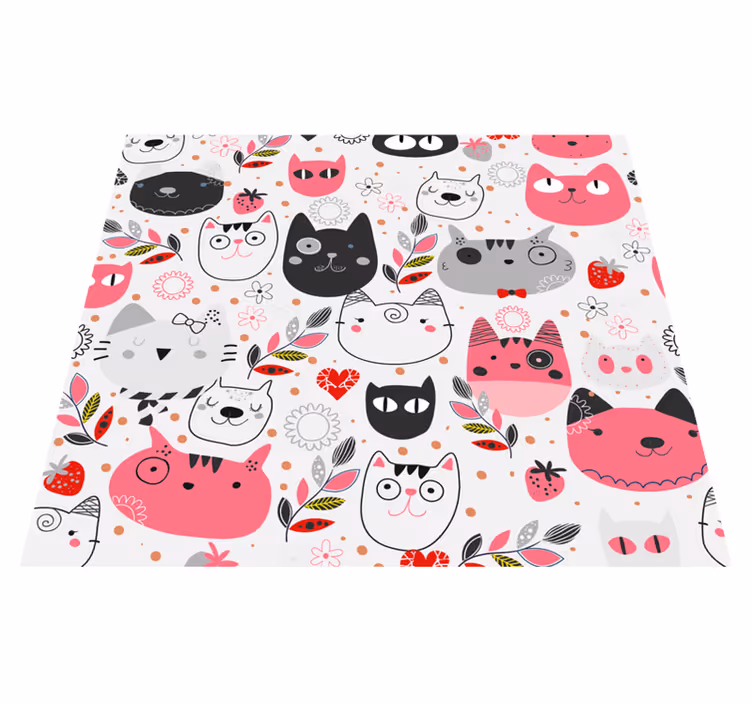 Tappeto vinile animali gatti illustrati - TenStickers