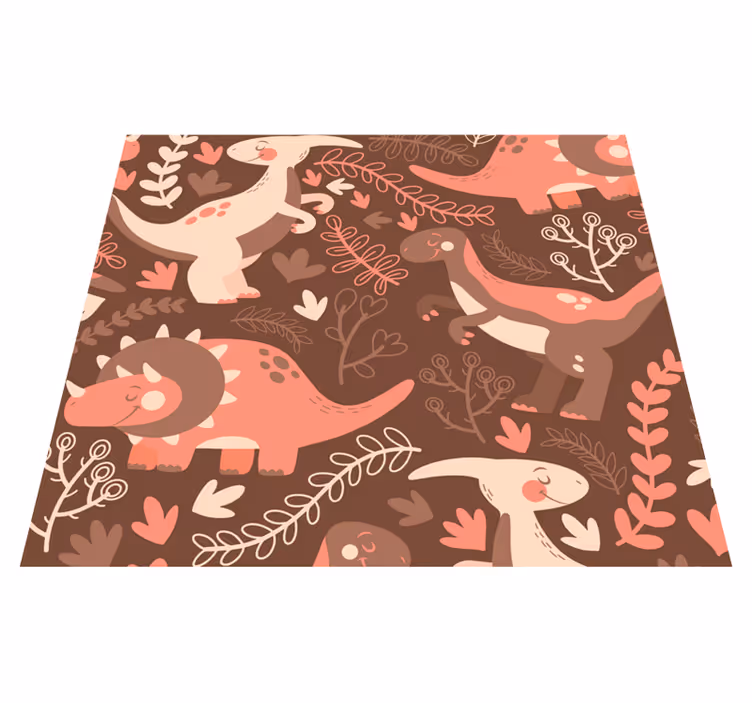 Tappeto vinile animali dinosauri e foglie - TenStickers