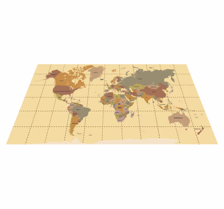 Tappeto vinile mappamondo beige vintage - TenStickers