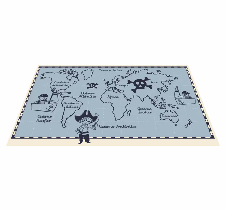 Tappeto vinile mappamondo pirata - TenStickers
