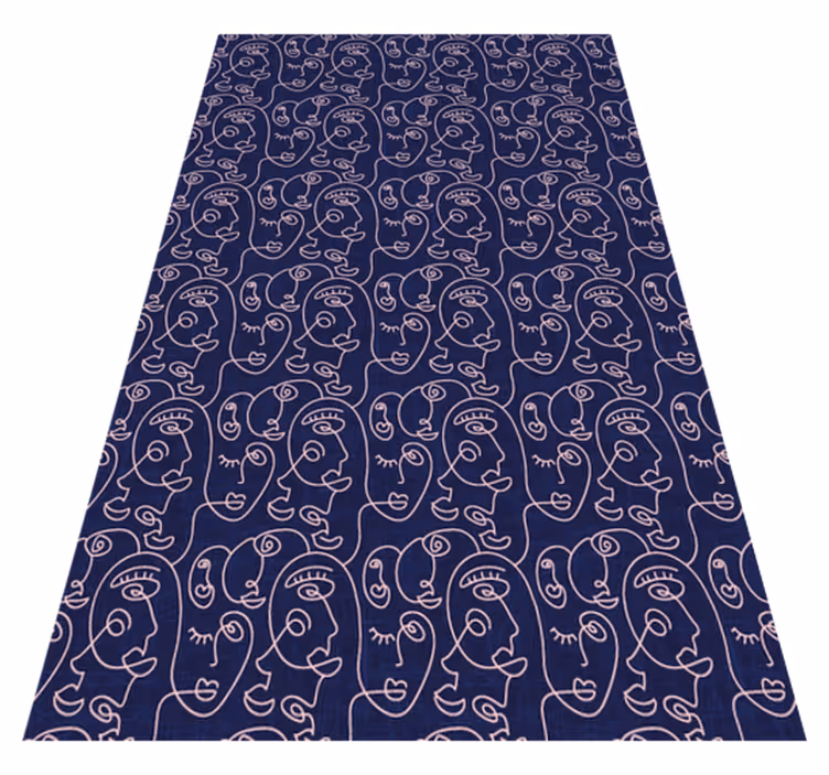 Tappeto vinile motivi donne disegnate blu astratte - TenStickers