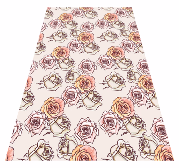 Tappeto vinile vintage motivo rose stile inglese - TenStickers