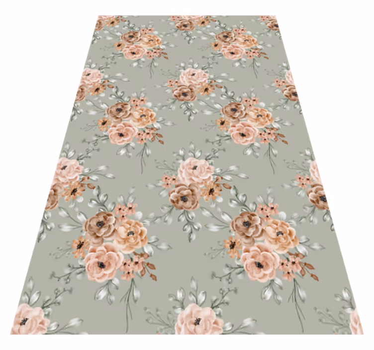Tappeto vinile vintage rose vintage su sfondo verde menta - TenStickers