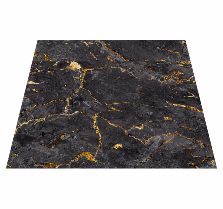Tappeto vinile motivi imitazione marmo oro nero - TenStickers