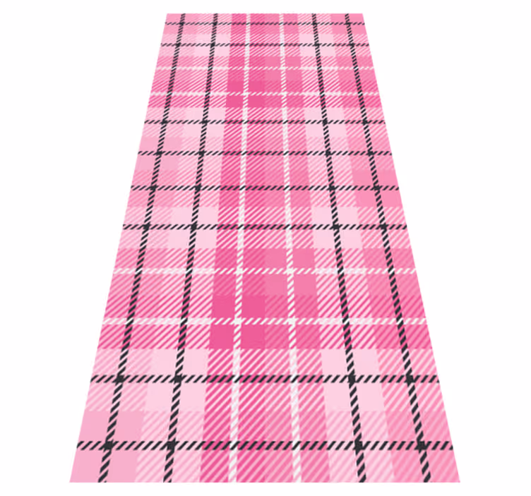 Tappeto vinile vintage tartan rosa e nero - TenStickers