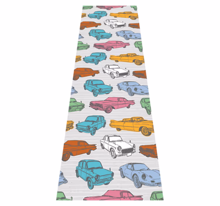 Tappeto vinile vintage auto classiche colorate - TenStickers