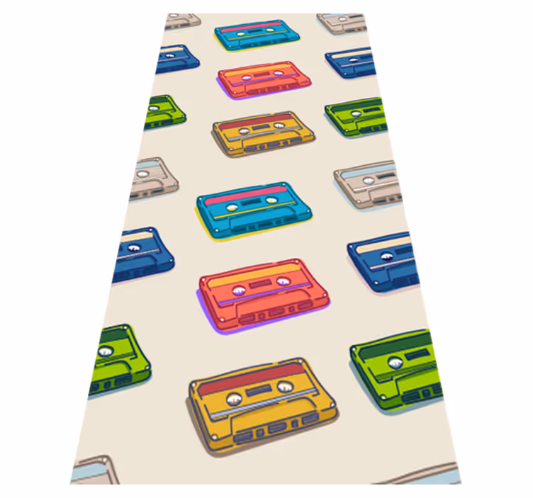 Tappeto vinile vintage motivo cassette multicolori - TenStickers