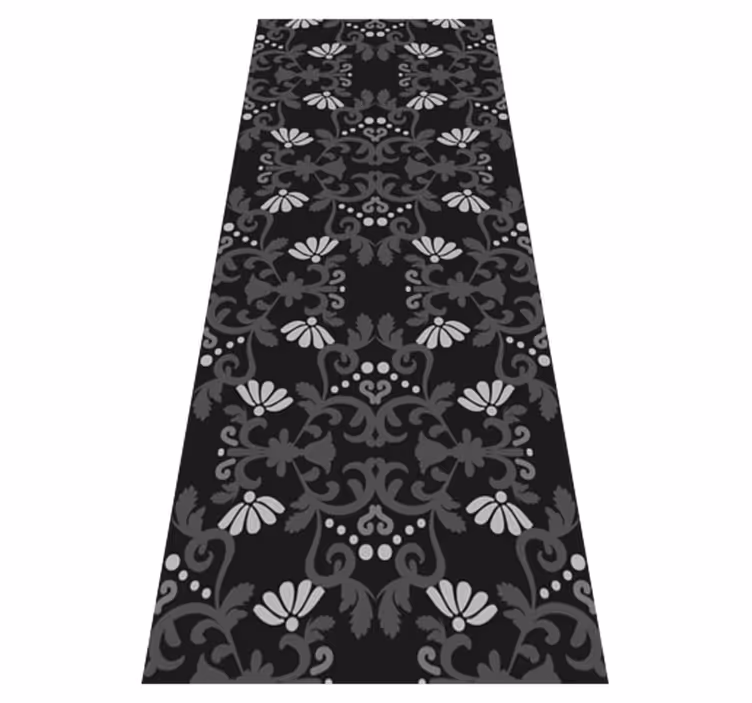 Tappeto vinile vintage stile damascato classico nero - TenStickers