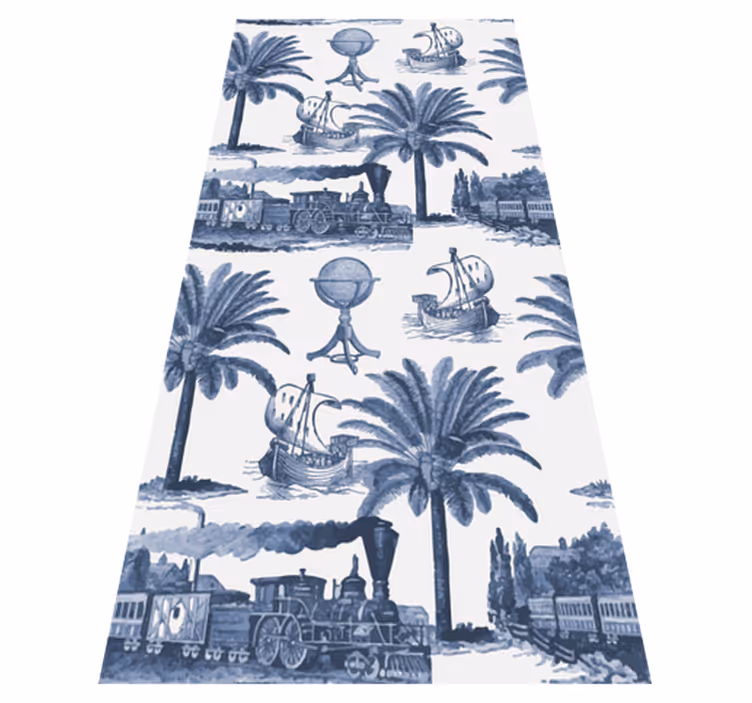 Tappeto vinile vintage motivo francese blu - TenStickers