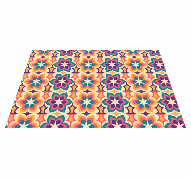Tappeto vinile vintage fiori anni '70 - TenStickers