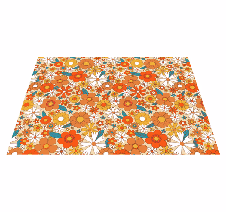 Tappeto vinile vintage fiori multicolori anni '70 - TenStickers