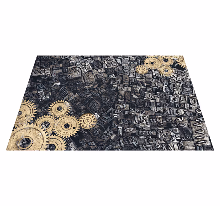 Tappeto vinile vintage ingranaggio metallico 3d retrò - TenStickers