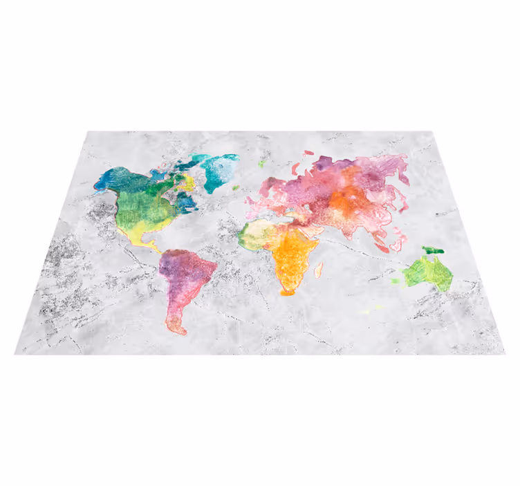 Tappeto vinile mappamondo effetto pietra mappa colorata - TenStickers