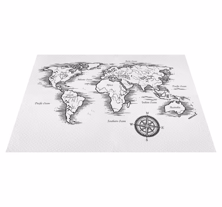 Tappeto vinile mappamondo disegno elegante - TenStickers