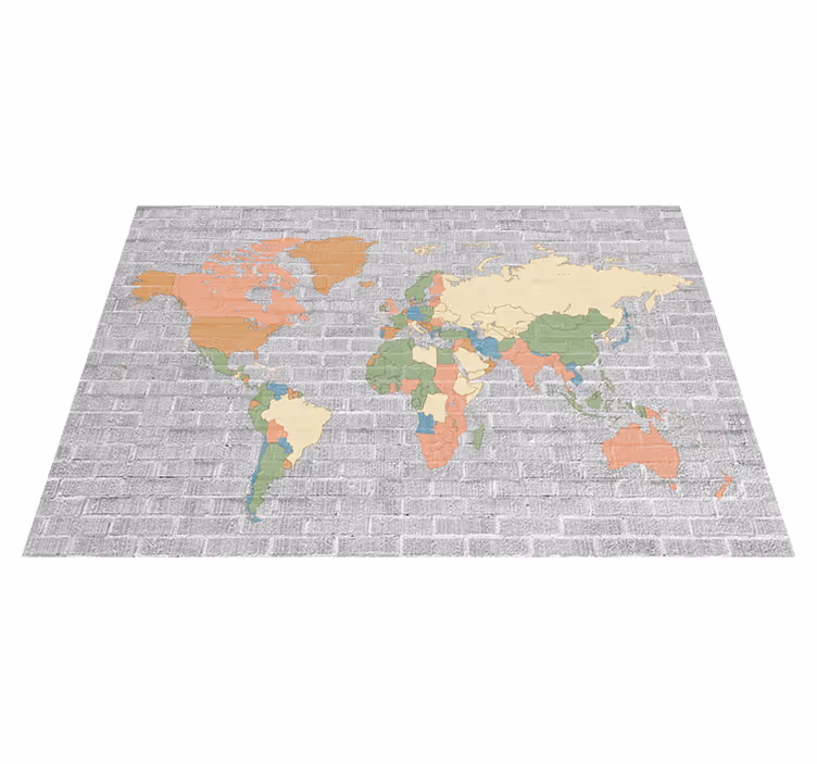 Tappeto vinile mappamondo mappa del mondo vintage pietra - TenStickers