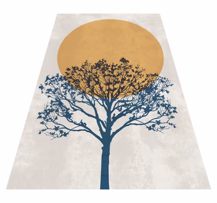 Tappeto vinile fiori albero con alba - TenStickers