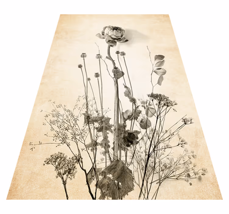 Tappeto vinile fiori bouquet di fiori su sfondo beige - TenStickers
